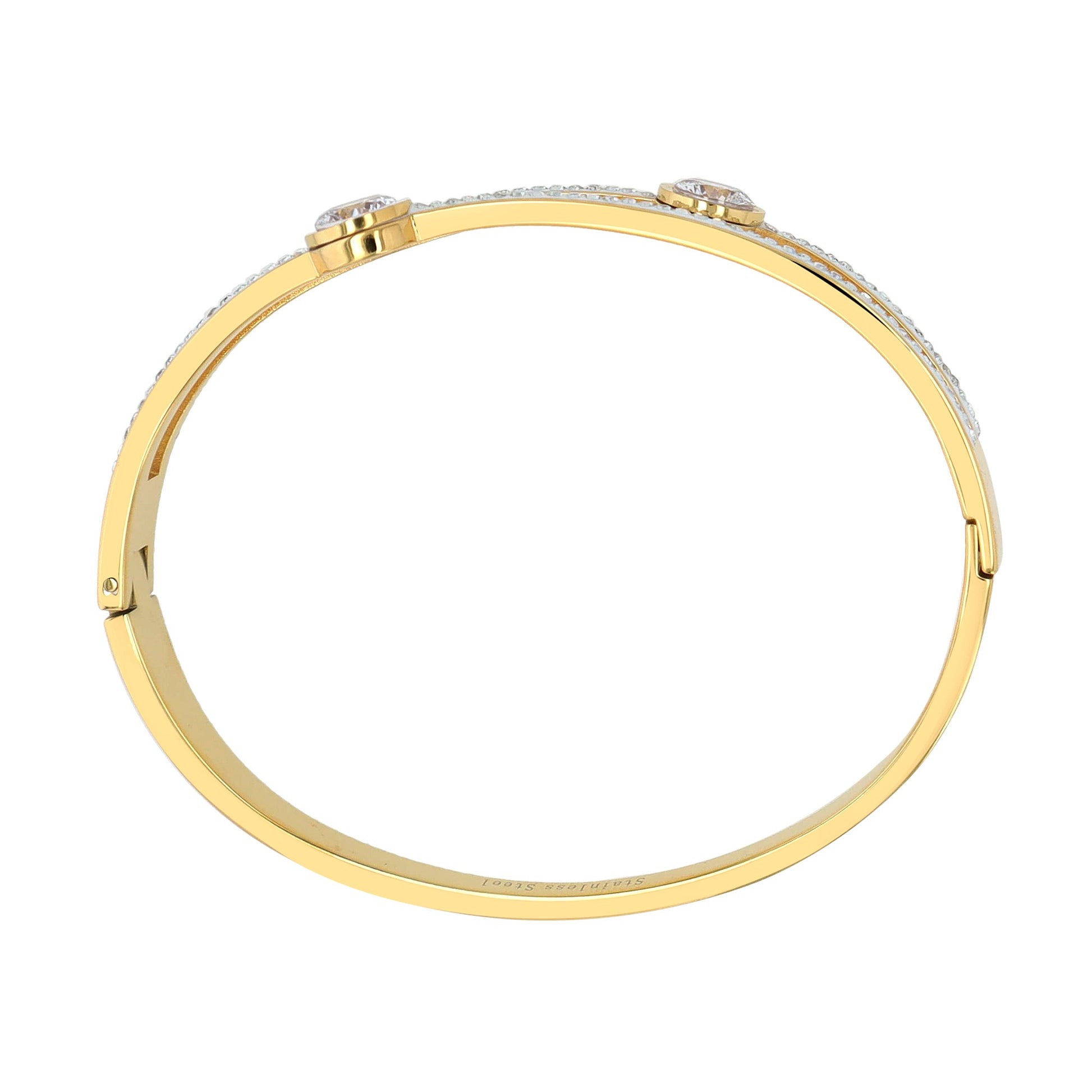 Damen Armband – Armreif aus Edelstahl mit Strass Steinchen Ø 6,0 cm cm