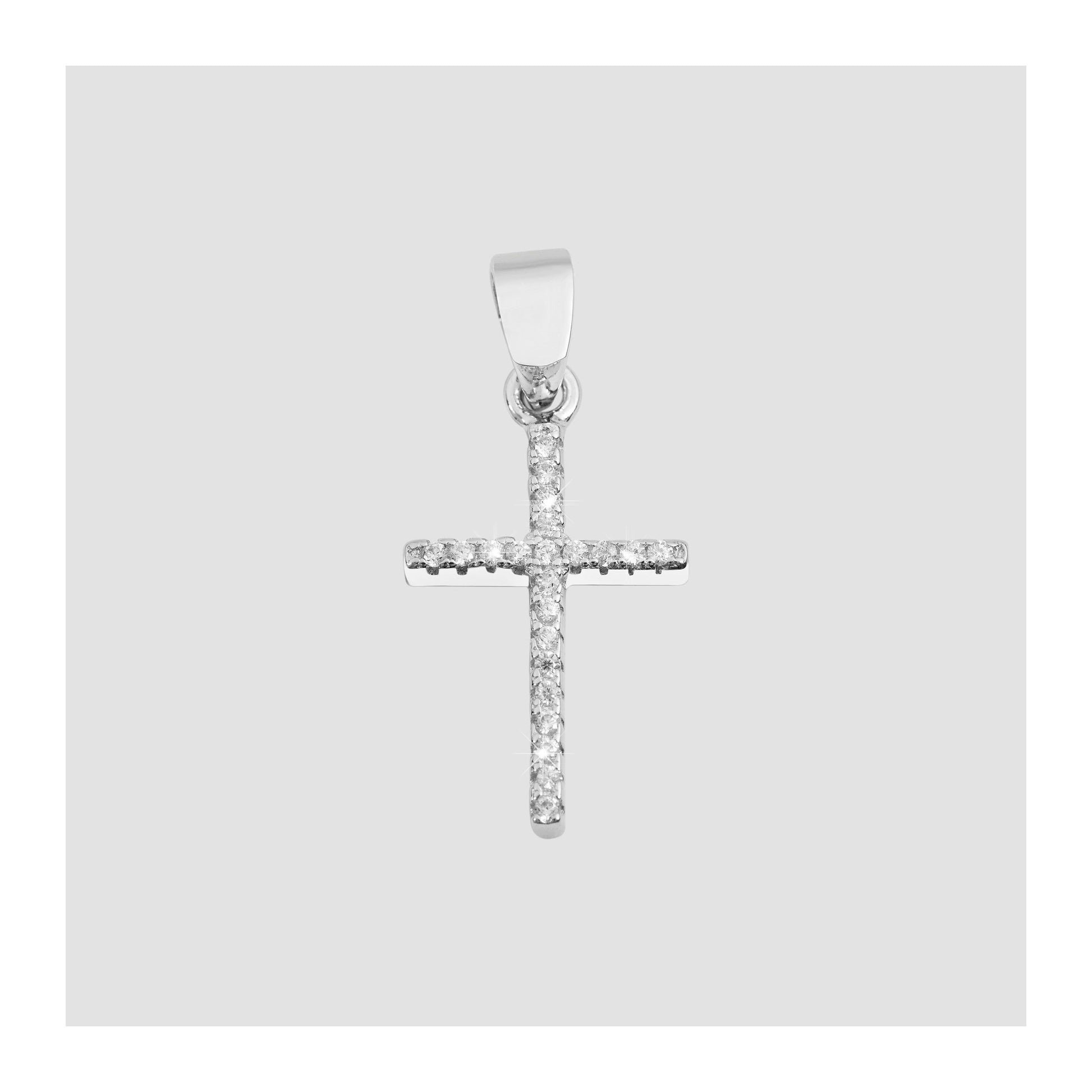 Damen Anhänger – Kreuz Gravuranhänger aus 925 Silber mit Zirkonia