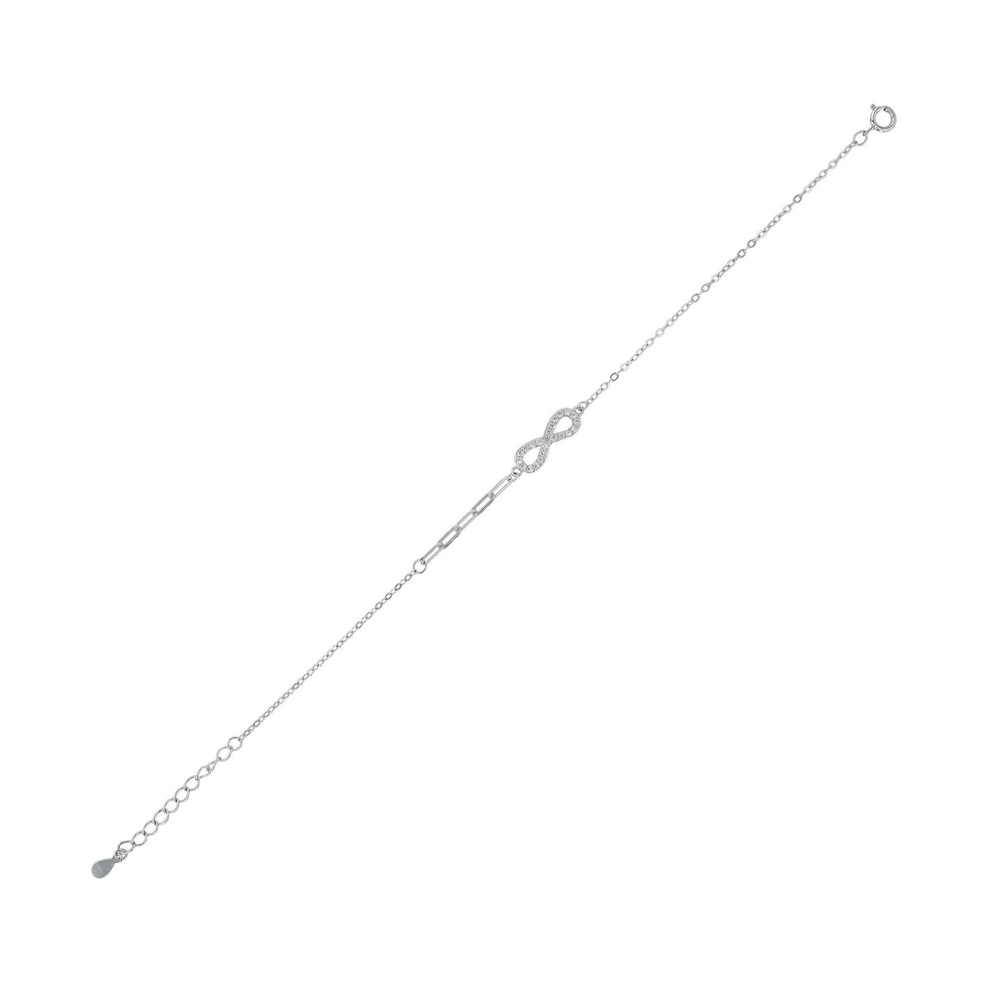 Damen Armband – Unendlichkeitszeichen aus 925 Silber mit Zirkonia 17+3 cm