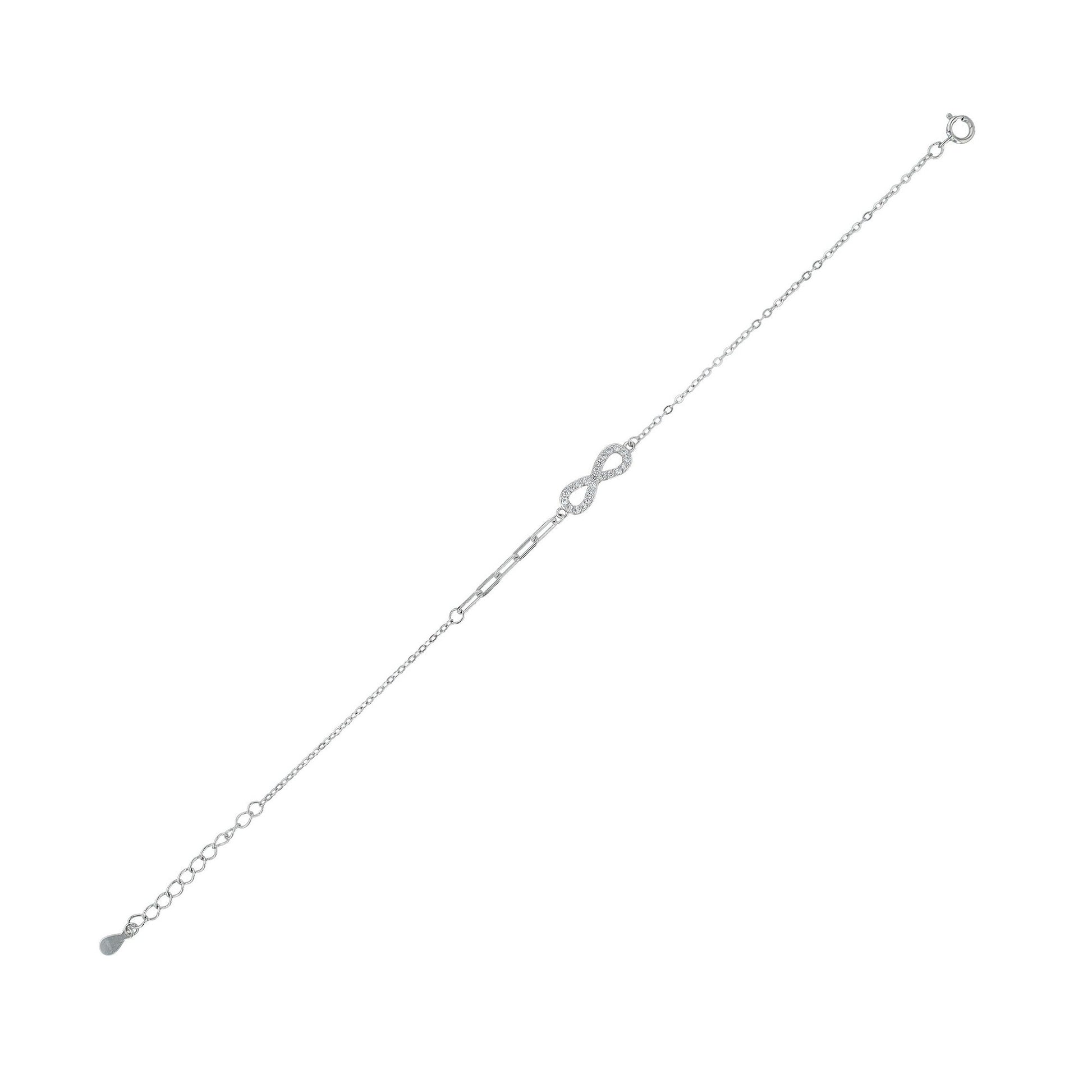 Damen Armband – Unendlichkeitszeichen aus 925 Silber mit Zirkonia 17+3 cm