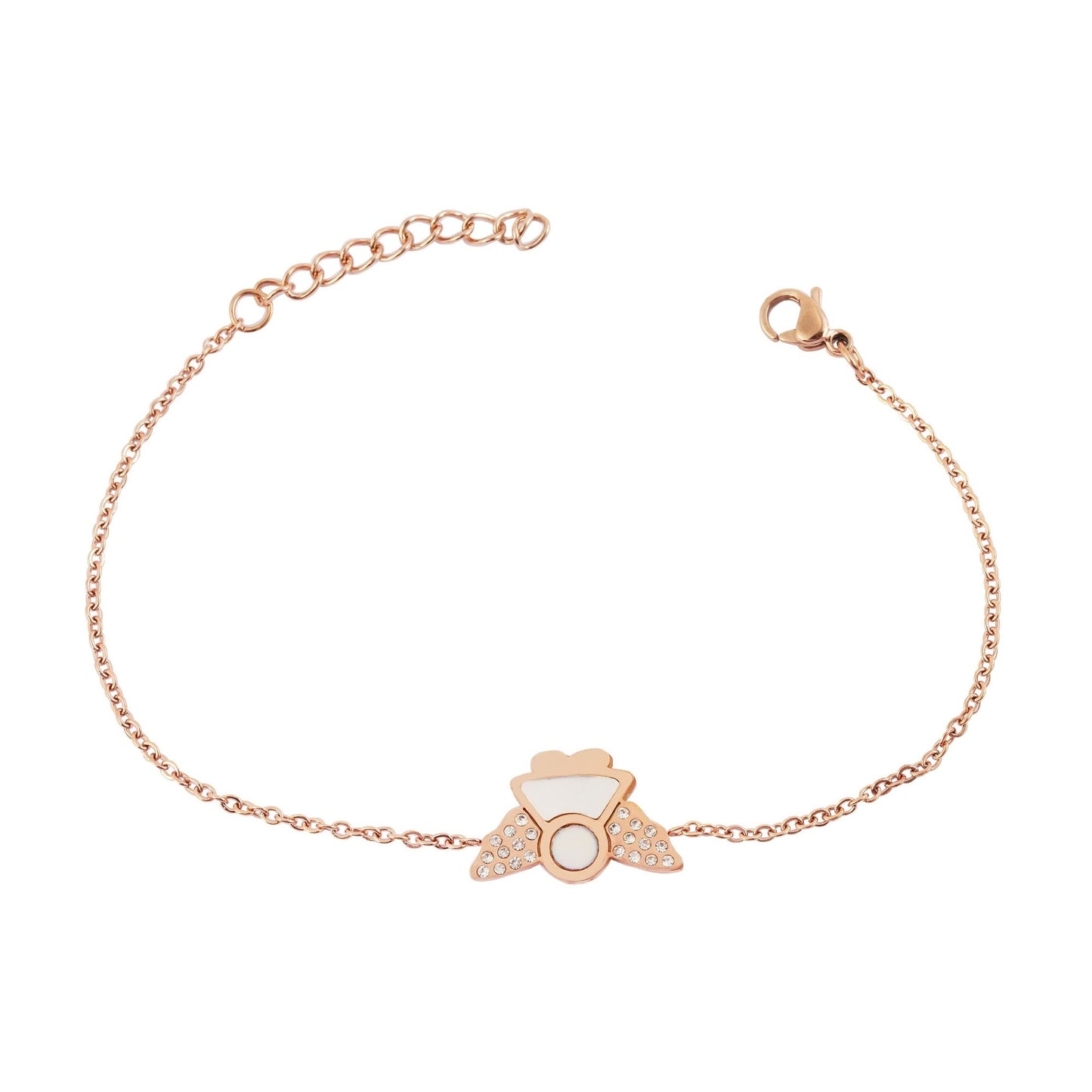 Damen Armband – Engel aus Edelstahl mit Perlmutt 17 cm