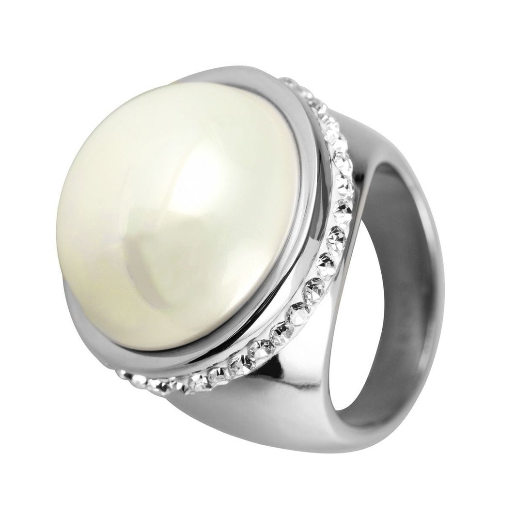 Damen Ring aus Edelstahl mit Strass Steinchen