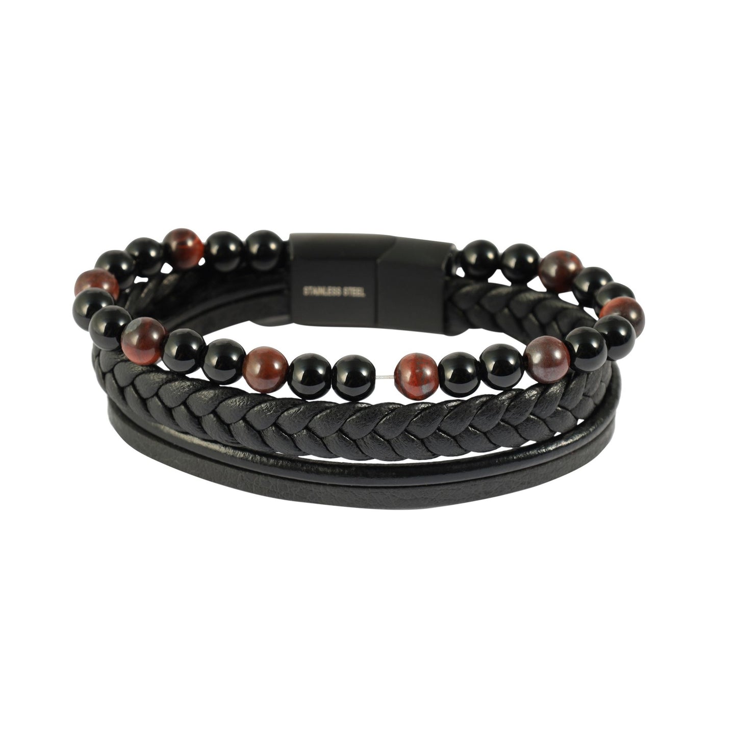 Herren Armband – Lederarmband aus Leder mit Tigerauge 17 cm