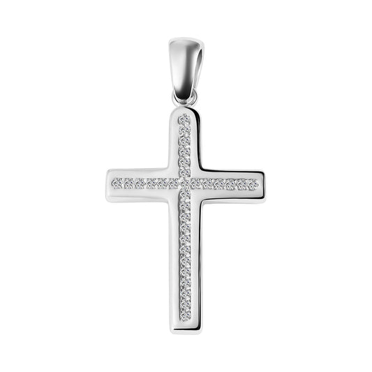 Damen Anhänger – Kreuz Kreuzanhänger aus 925 Silber mit Zirkonia