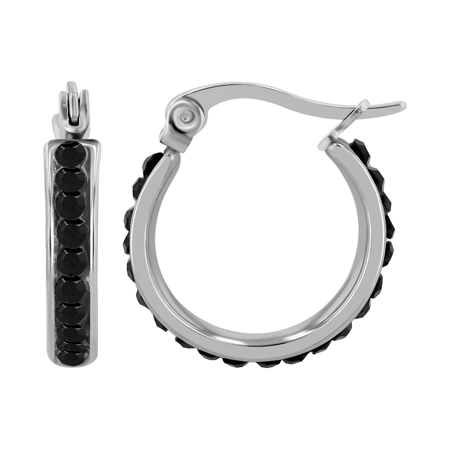 Damen Ohrringe – Creole aus Edelstahl mit Strass Steinchen