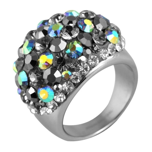 Damen Ring aus Edelstahl mit Strass Steinchen