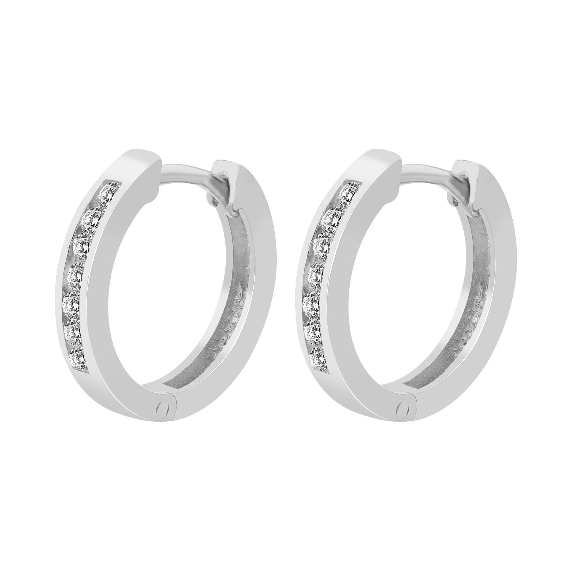 Damen Ohrringe – Klappcreole aus 925 Silber mit Zirkonia