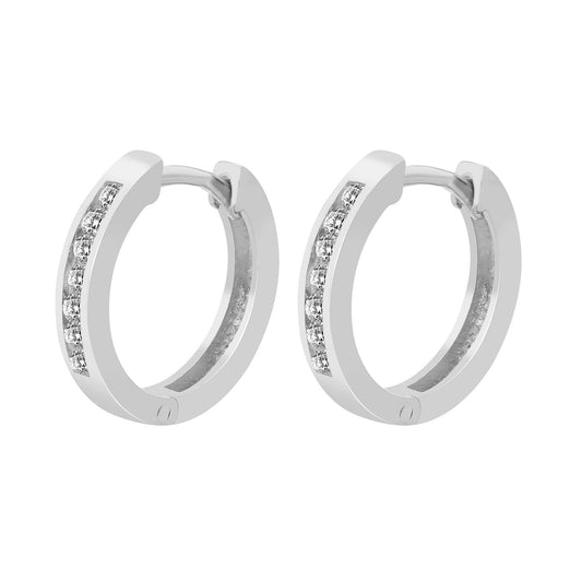 Damen Ohrringe – Klappcreole aus 925 Silber mit Zirkonia