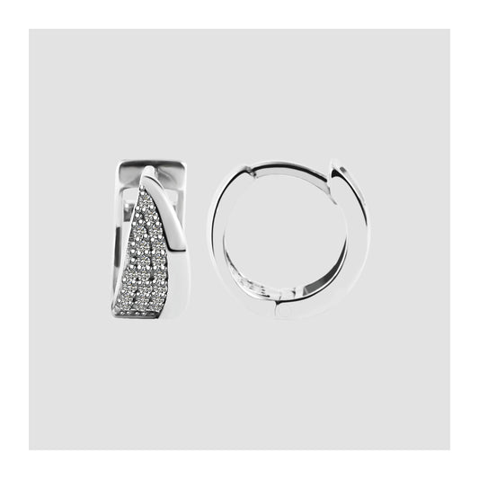 Damen Ohrringe – Klappcreole aus 925 Silber mit Zirkonia