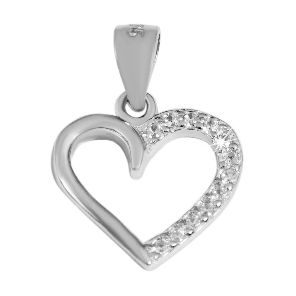 Damen Anhänger – Herzanhänger aus 925 Silber mit Zirkonia