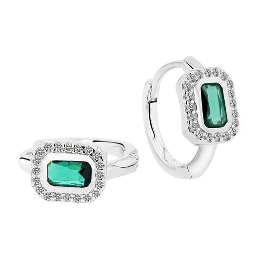 Damen Ohrringe – Klappcreole aus 925 Silber mit Zirkonia