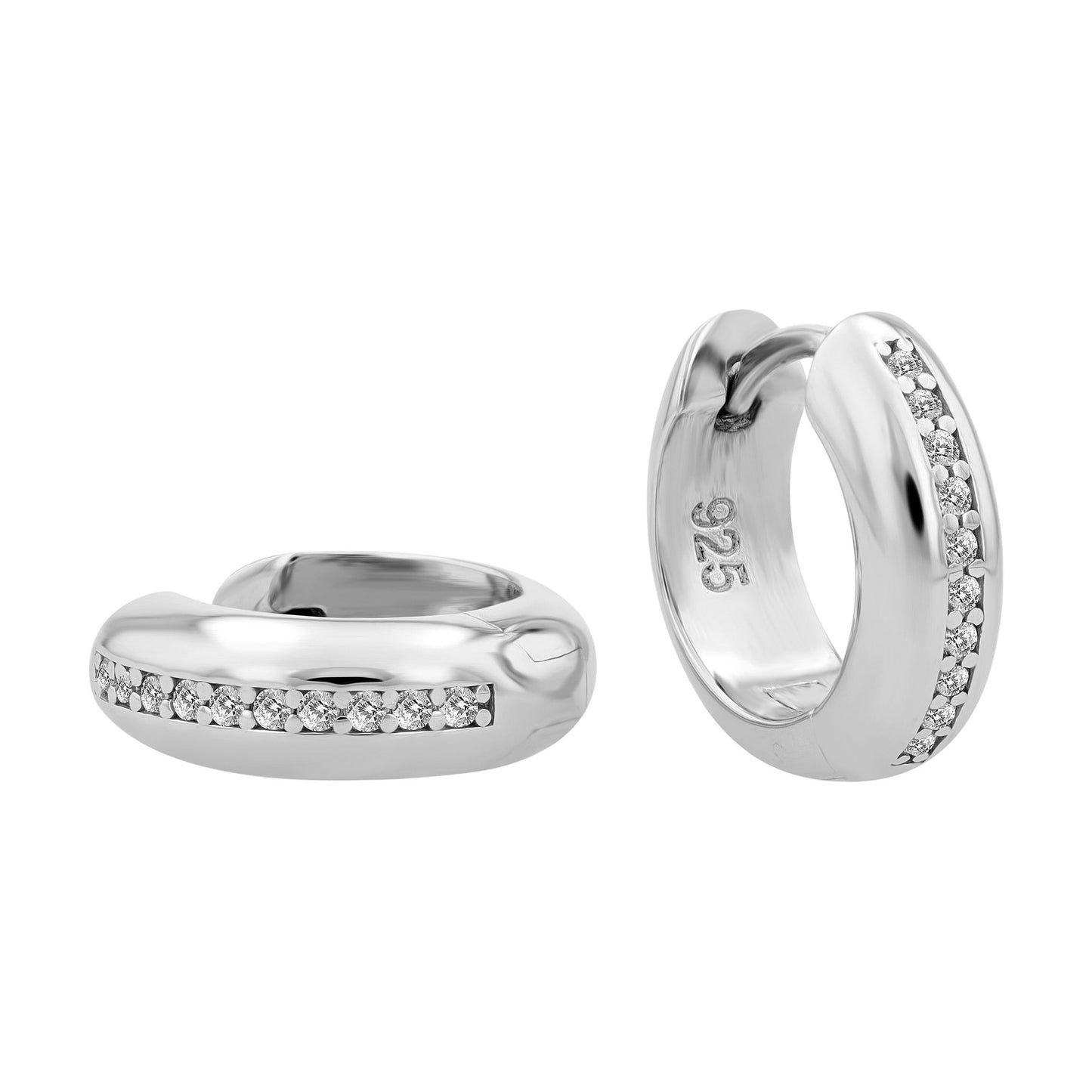Damen Ohrringe – Klappcreole aus 925 Silber mit Zirkonia