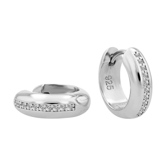 Damen Ohrringe – Klappcreole aus 925 Silber mit Zirkonia