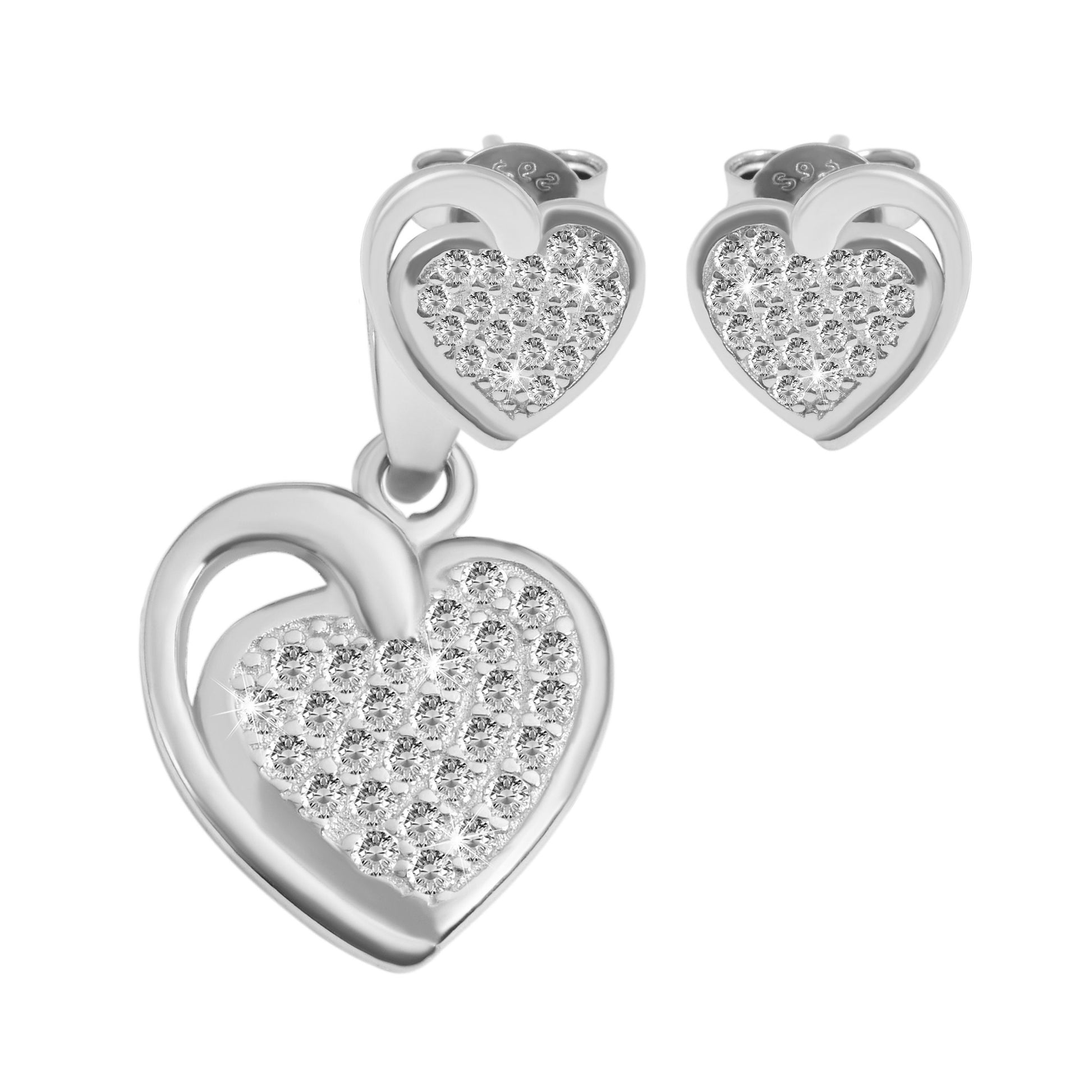 Damen Anhänger – Herzanhänger aus 925 Silber mit Zirkonia