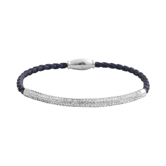 Damen Armband – Armreif aus Leder mit Strass Steinchen 19 cm