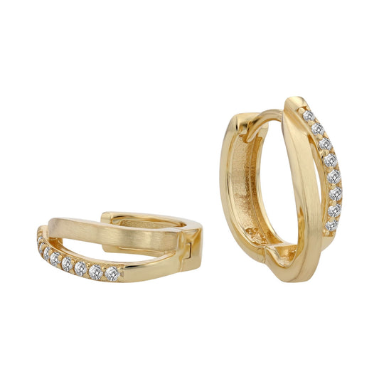 Damen Ohrringe – Klappcreole aus 925 Silber mit Zirkonia