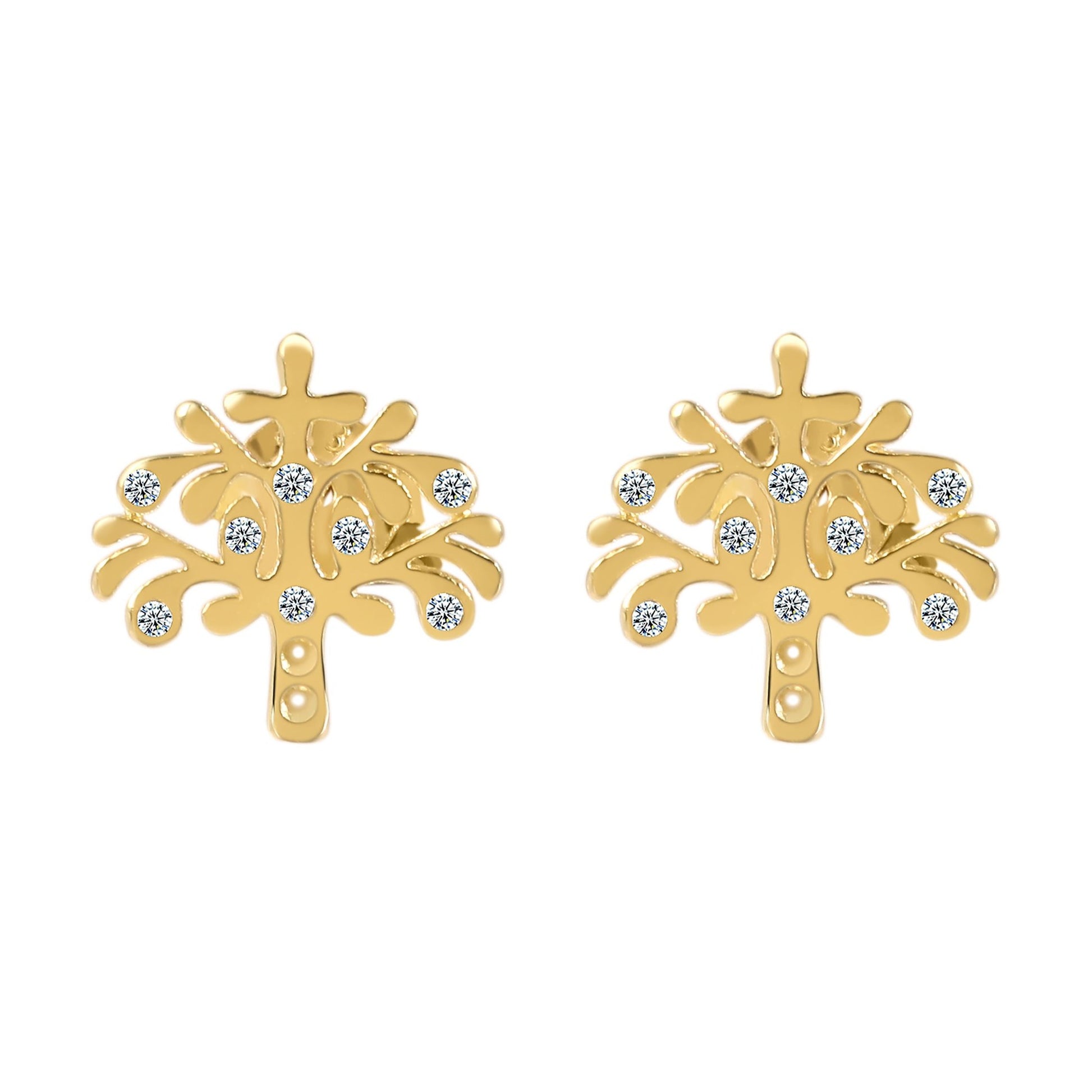 Damen Ohrringe – Ohrstecker Lebensbaum aus 333 Gold mit Zirkonia