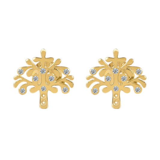 Damen Ohrringe – Ohrstecker Lebensbaum aus 333 Gold mit Zirkonia