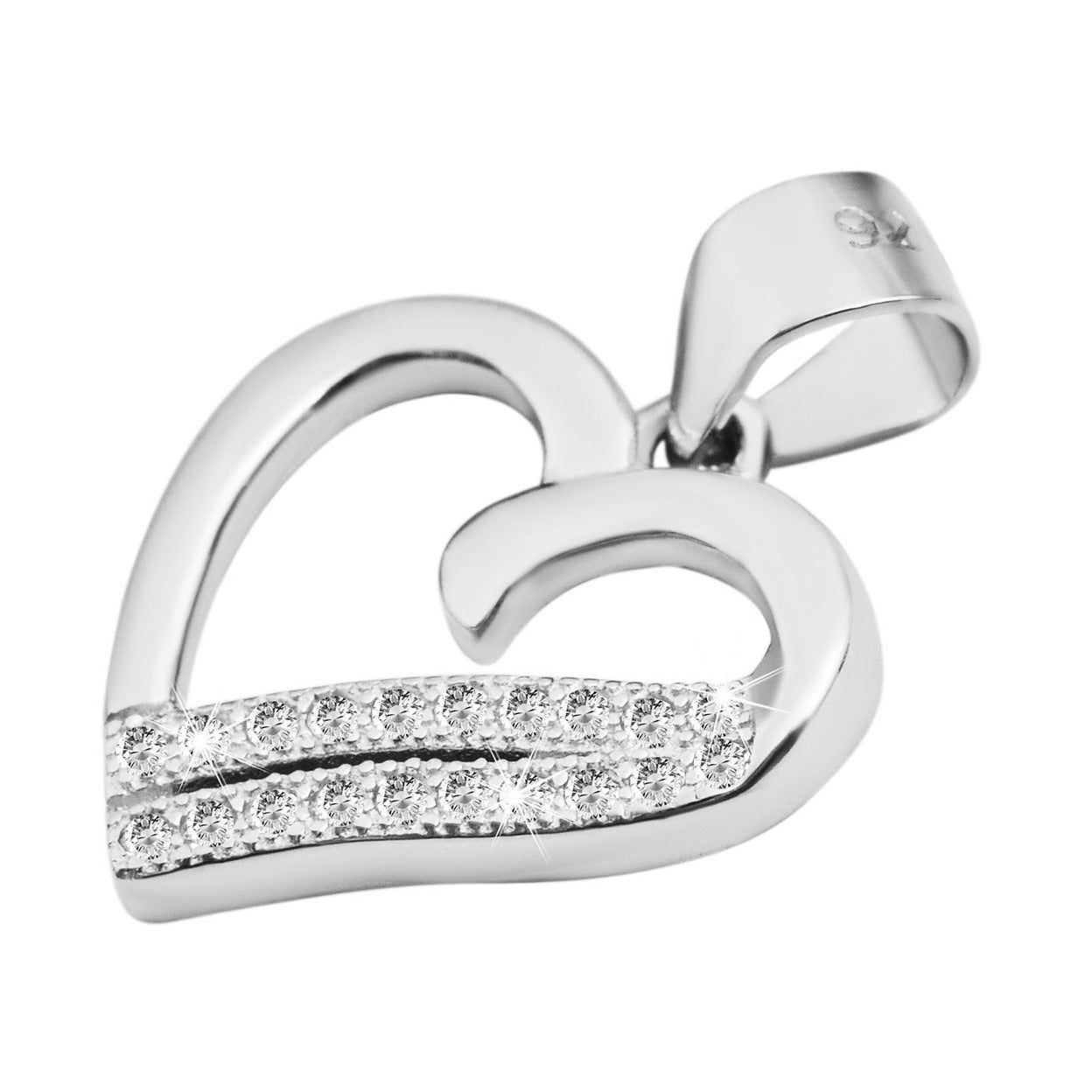 Damen Anhänger – Herz Herzanhänger aus 925 Silber mit Zirkonia