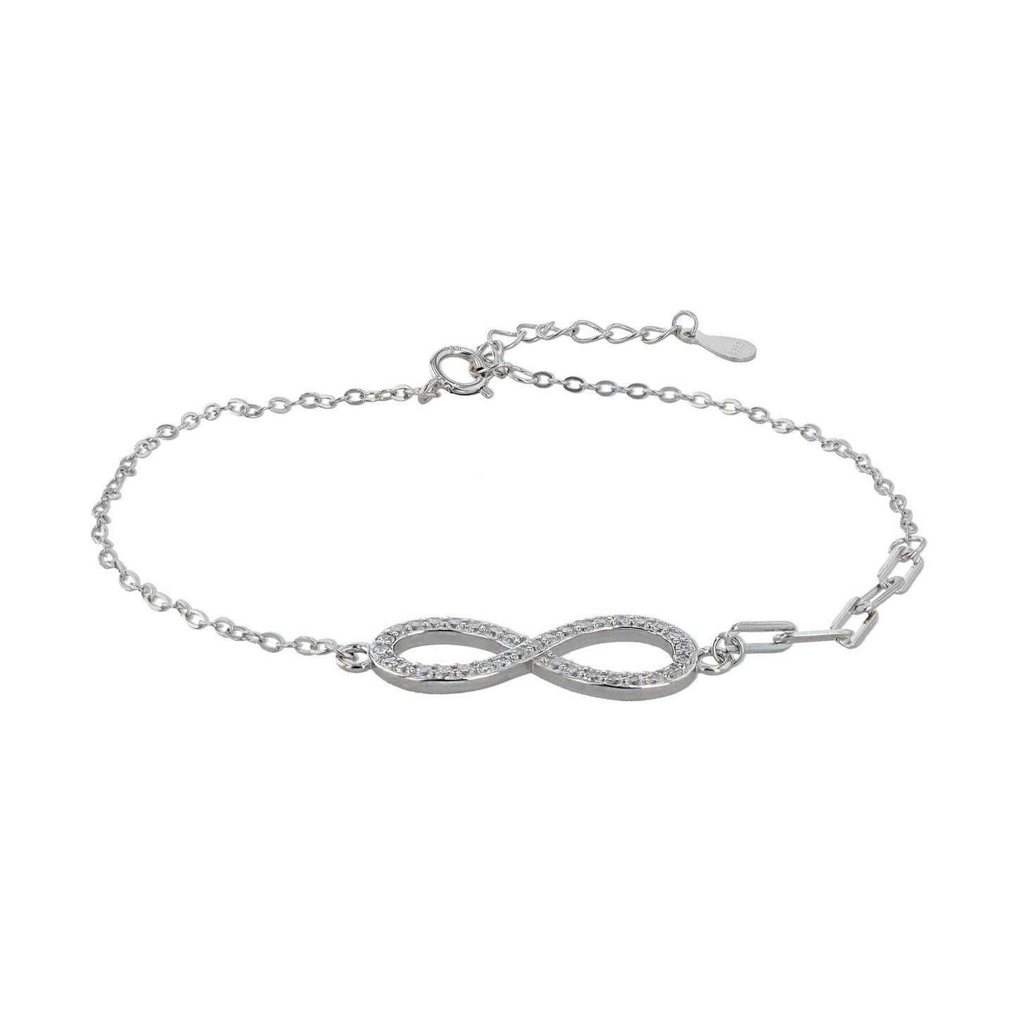 Damen Armband – Unendlichkeitszeichen aus 925 Silber mit Zirkonia 17+3 cm