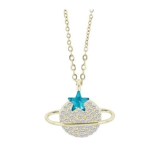 Damen Halskette mit Anhänger – Planet aus 925 Silber