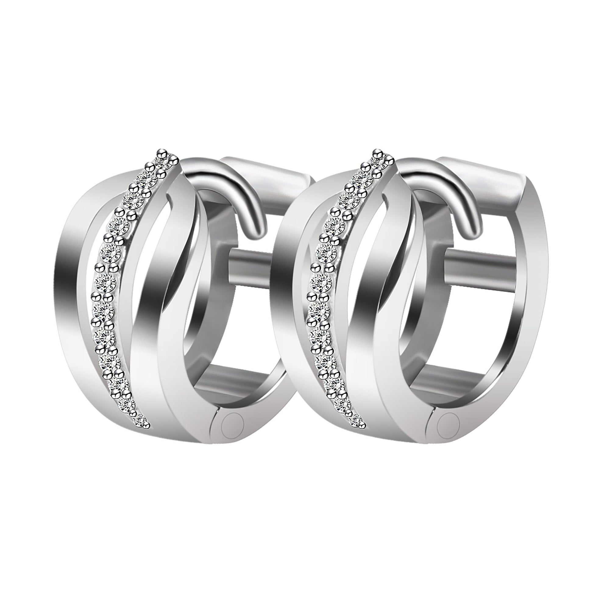 Damen Ohrringe – Klappcreole aus 925 Silber mit Zirkonia