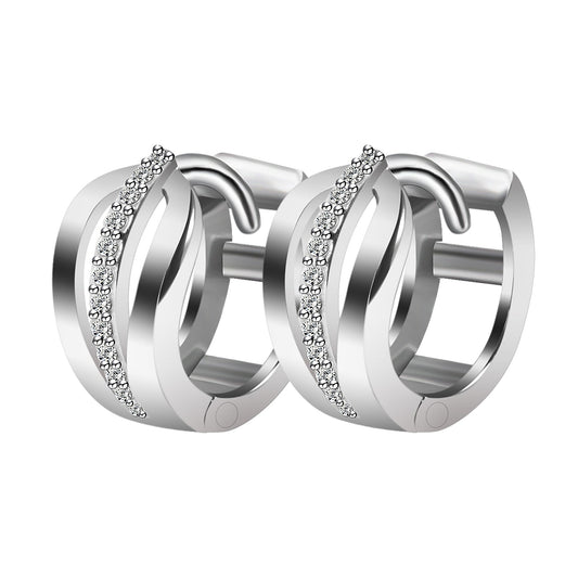 Damen Ohrringe – Klappcreole aus 925 Silber mit Zirkonia