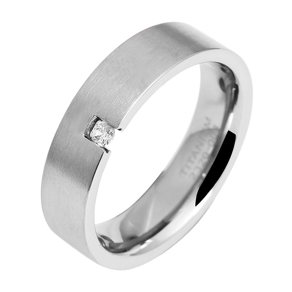 Damen Ring aus Titan mit Strass Steinchen