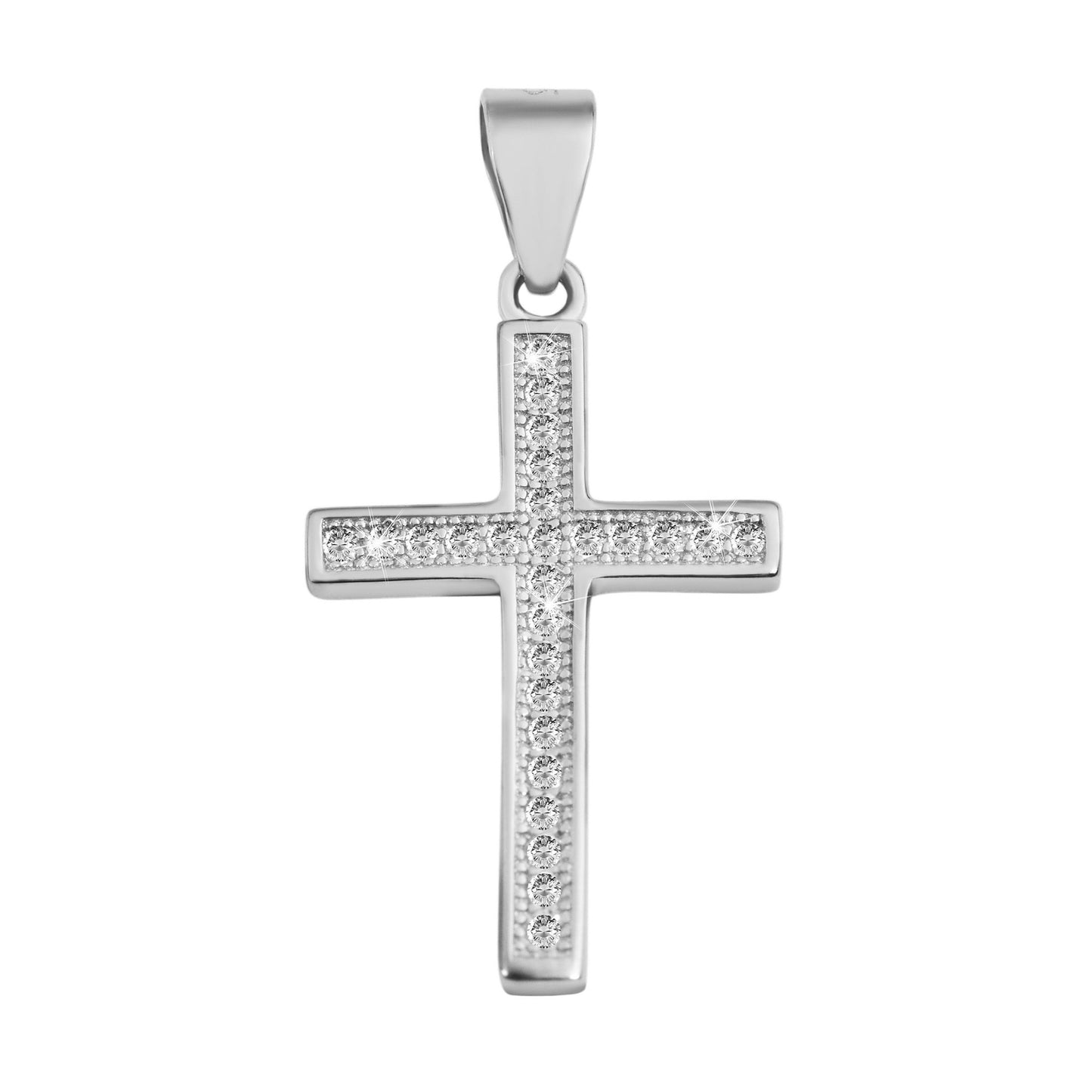 Damen Anhänger – Kreuz Kreuzanhänger aus 925 Silber mit Zirkonia