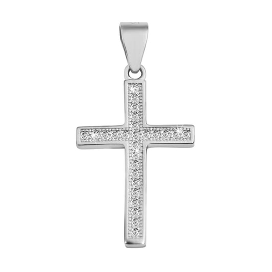 Damen Anhänger – Kreuz Kreuzanhänger aus 925 Silber mit Zirkonia