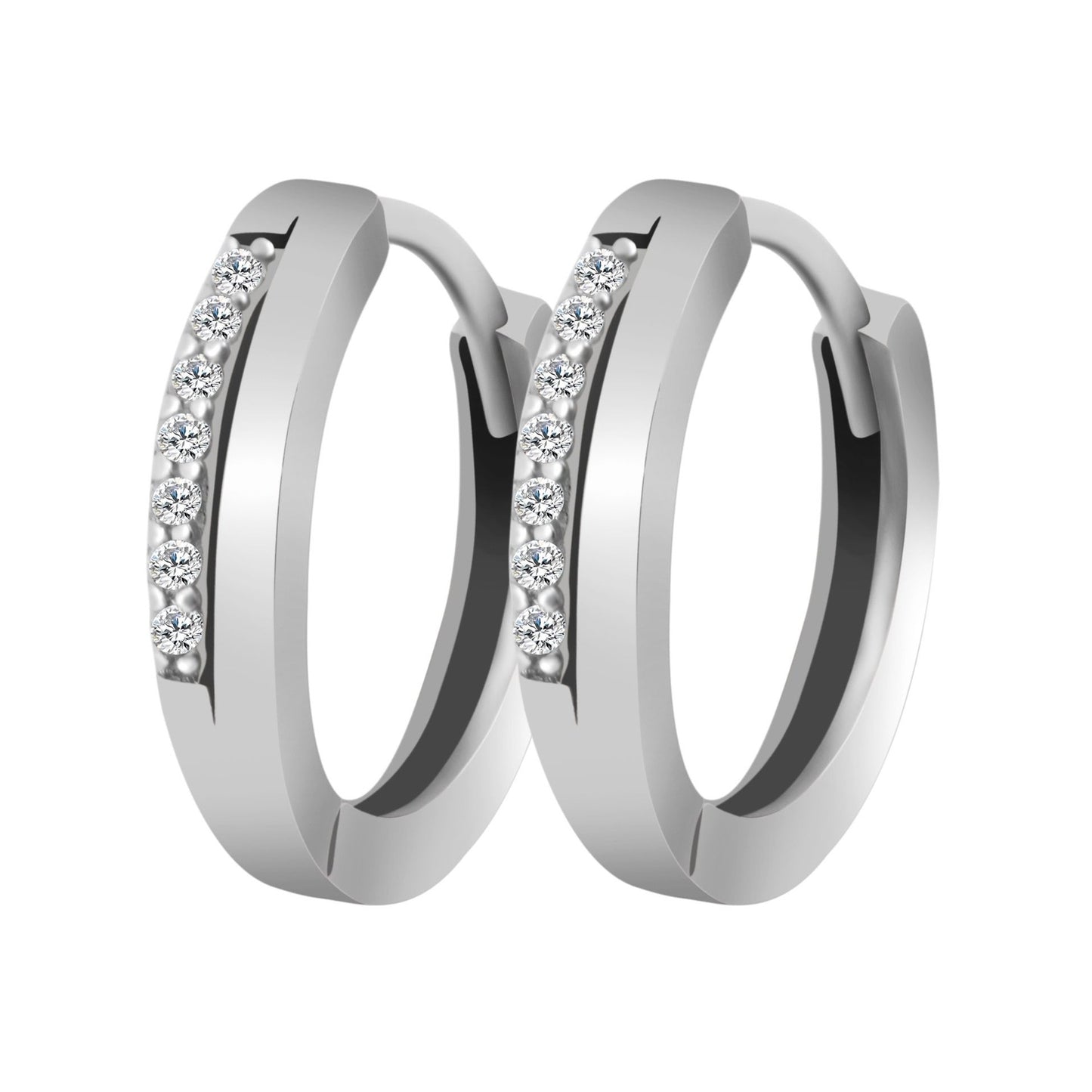 Damen Ohrringe – Klappcreole aus 925 Silber mit Zirkonia