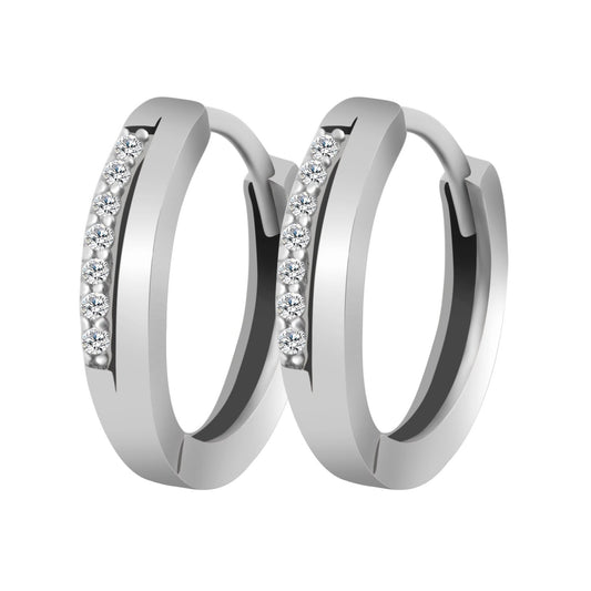 Damen Ohrringe – Klappcreole aus 925 Silber mit Zirkonia