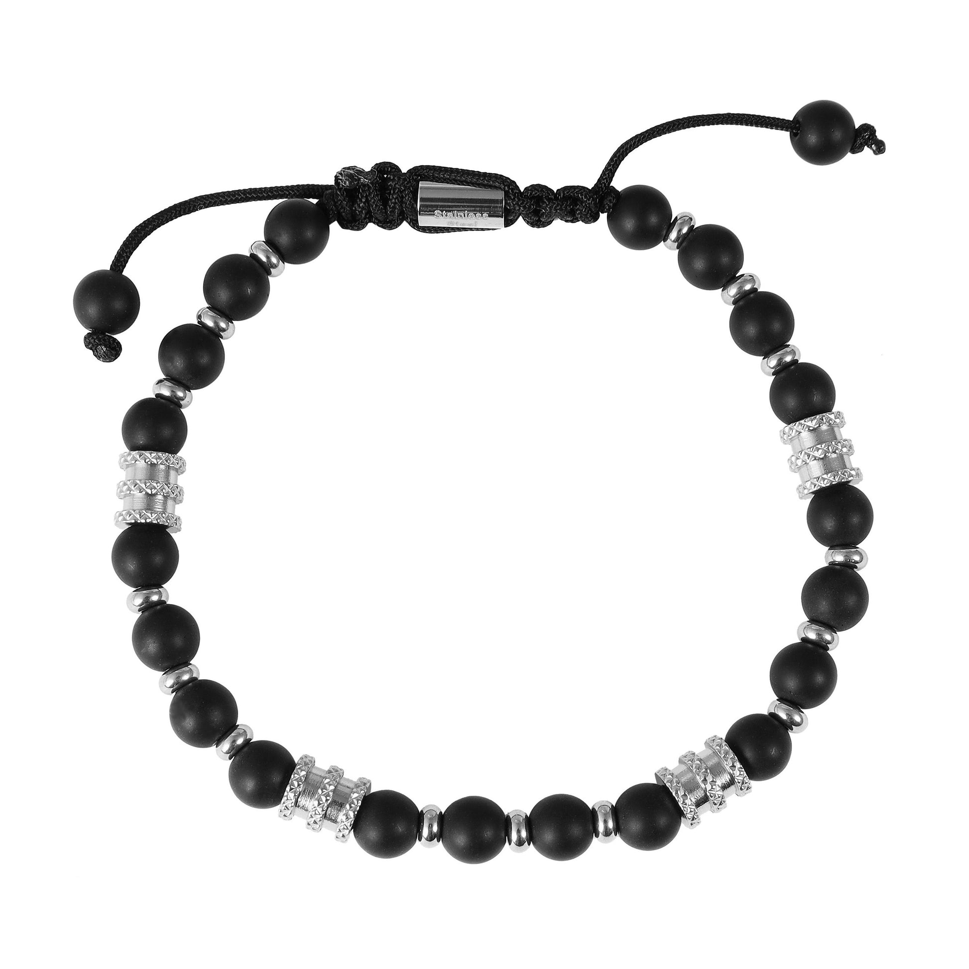 Unisex Armband – Kugelarmband aus Edelstahl mit Onyx 19 cm