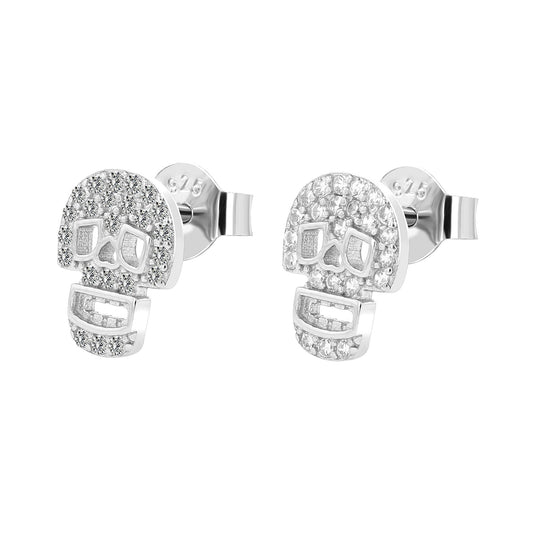 Damen Ohrringe – Ohrstecker Totenkopf aus 925 Silber mit Zirkonia