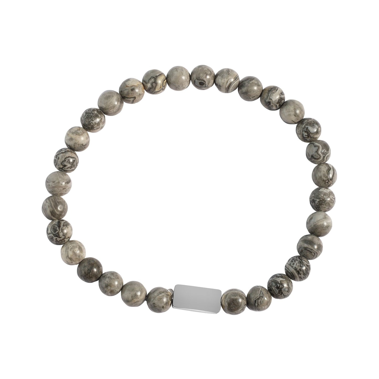 Herren Armband – Kugelarmband aus Edelstahl mit Jaspis 21 cm