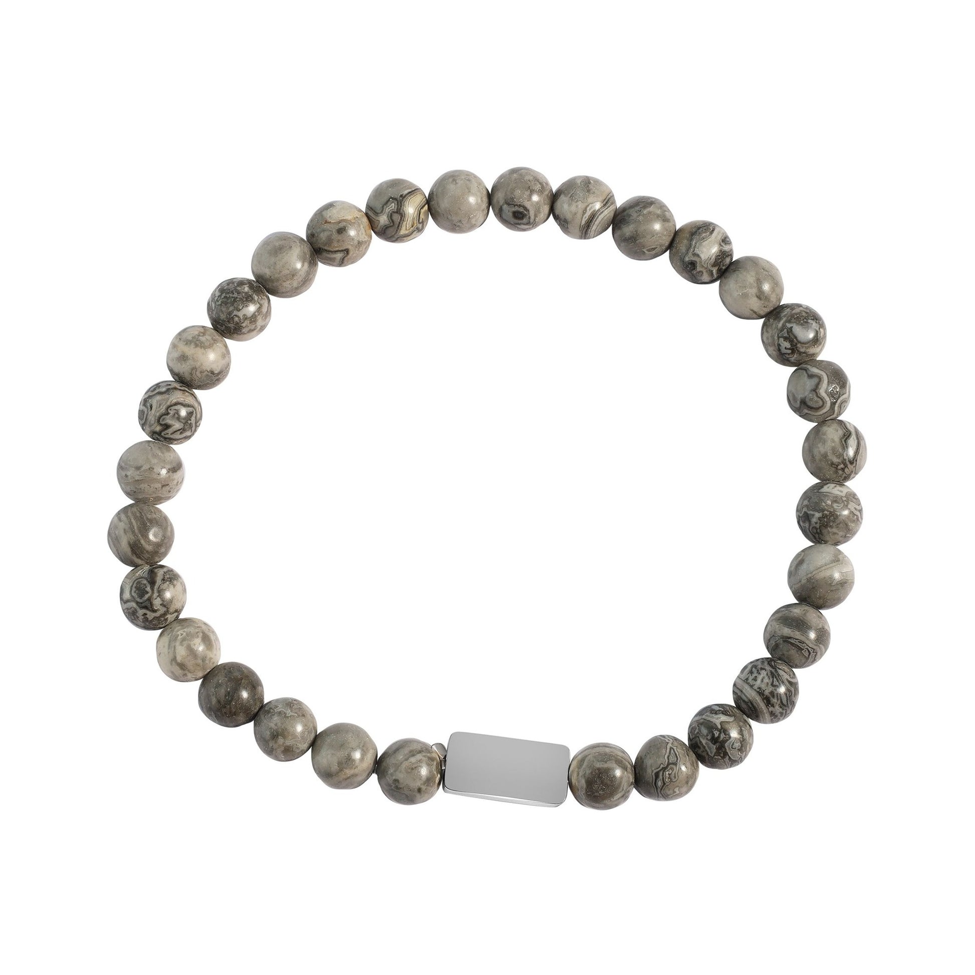 Herren Armband – Kugelarmband aus Edelstahl mit Jaspis 21 cm