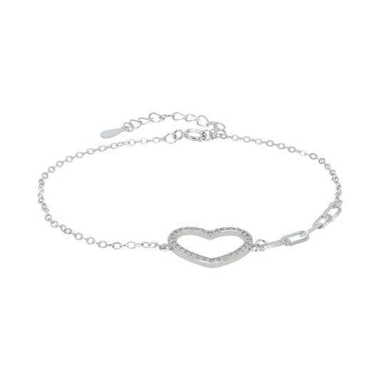 Damen Armband – Herz aus 925 Silber mit Zirkonia 17+3 cm
