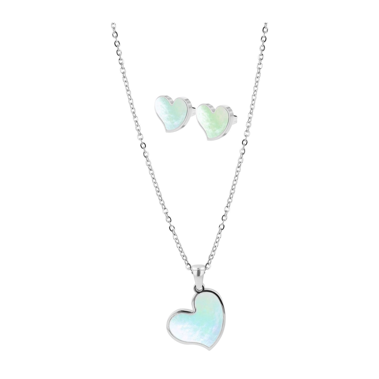 Damen Halskette aus Edelstahl mit Perlmutt 45+5