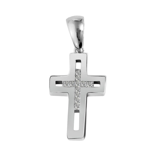 Damen Anhänger – Kreuz Kreuzanhänger aus 925 Silber mit Zirkonia