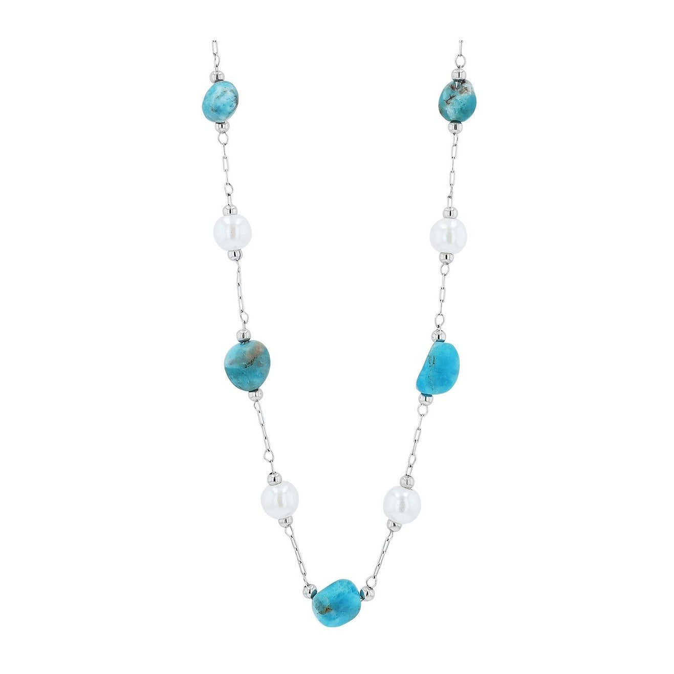 Damen Halskette aus Edelstahl mit Süßwasserperle 40 cm