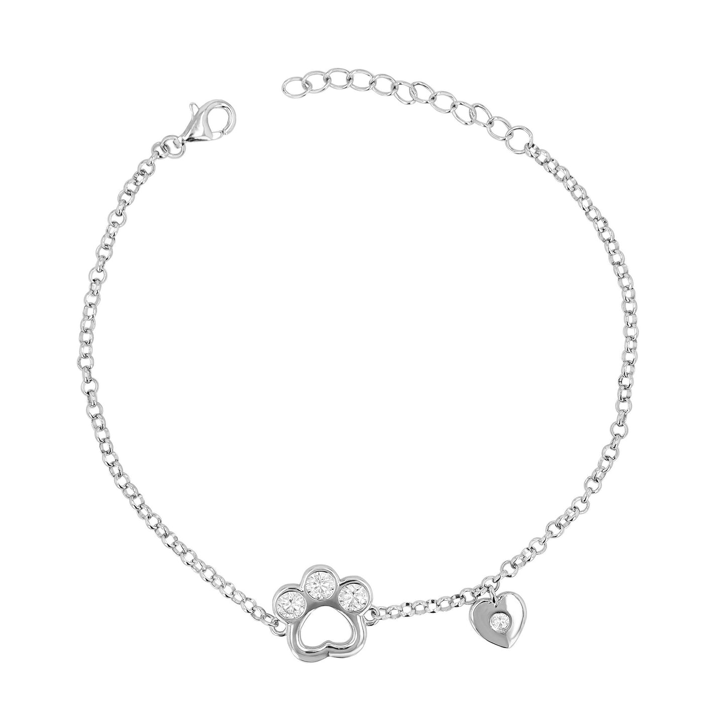 Damen Armband – Herz aus 925 Silber mit Zirkonia 17 cm