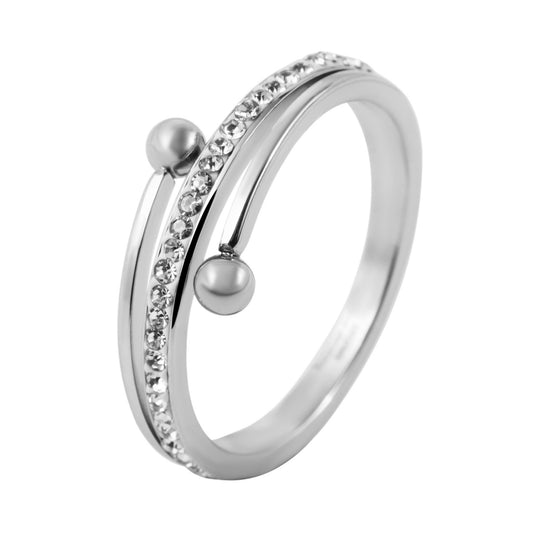 Damen Ring aus Edelstahl mit Strass Steinchen