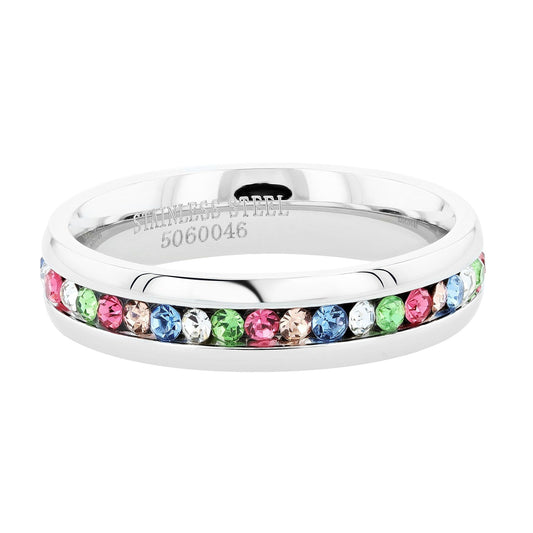 Damen Ring aus Edelstahl mit Strass Steinchen
