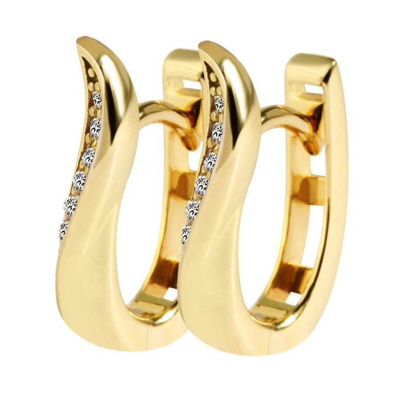 Damen Ohrringe – Klappcreole aus 375 Gold mit Zirkonia