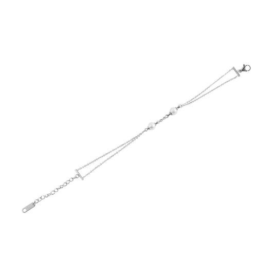 Damen Armband – Unendlichkeitszeichen aus Edelstahl mit Perle 16 cm