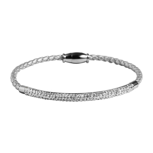 Damen Armband – Lederarmband aus Leder mit Strass Steinchen 19 cm