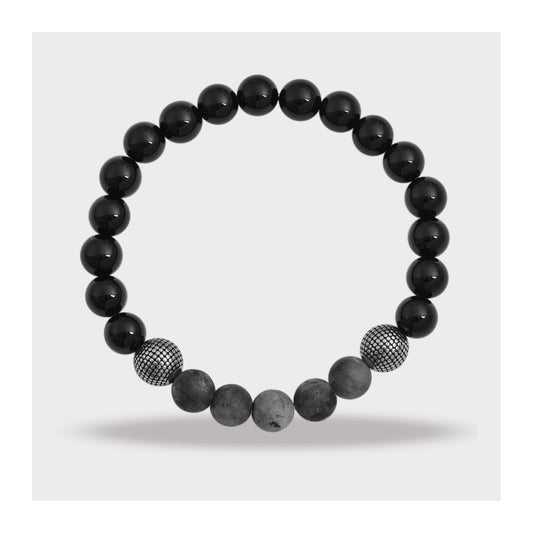 Unisex Armband – Kugelarmband aus Edelstahl mit Achat 17 cm