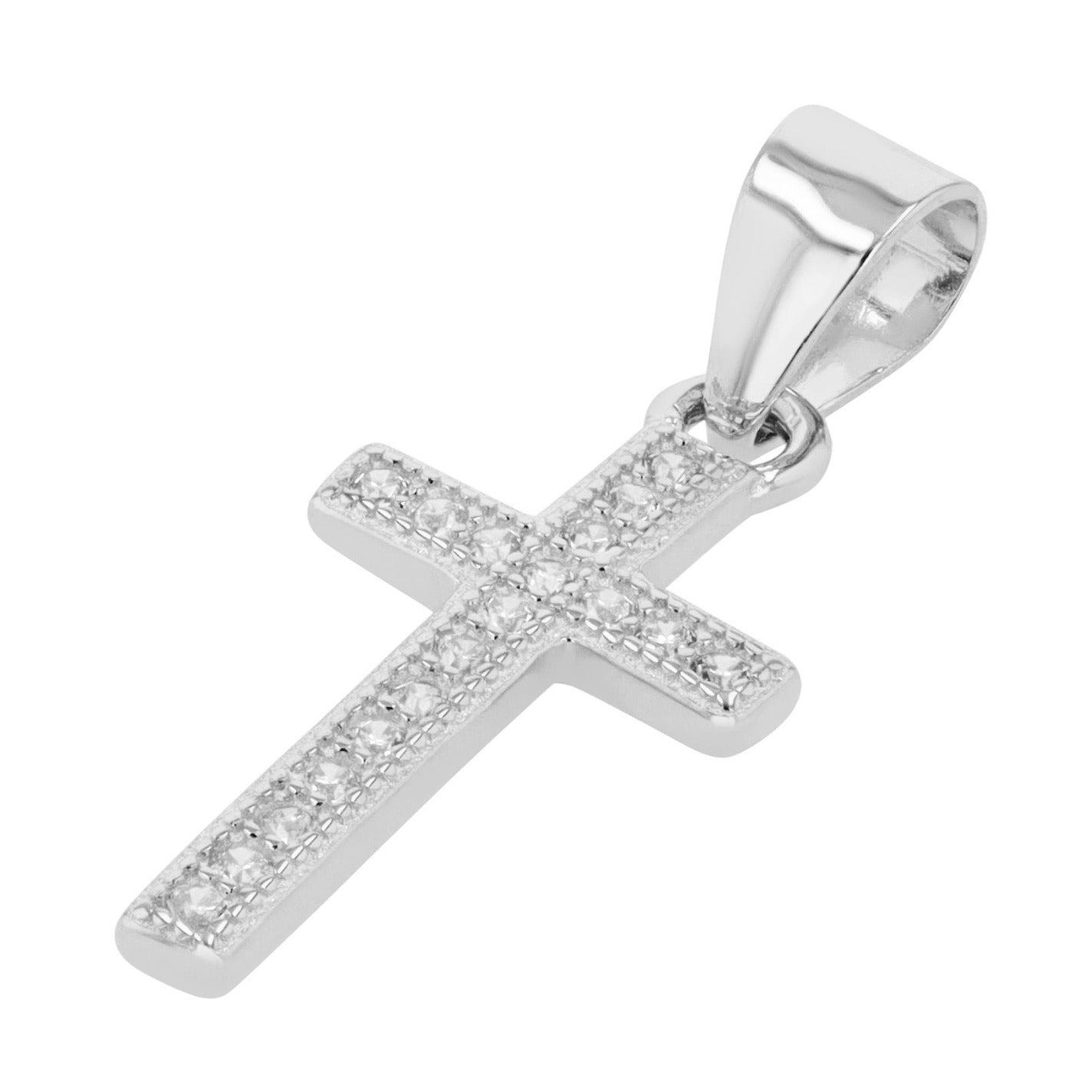 Damen Anhänger – Kreuz Kreuzanhänger aus 925 Silber mit Zirkonia