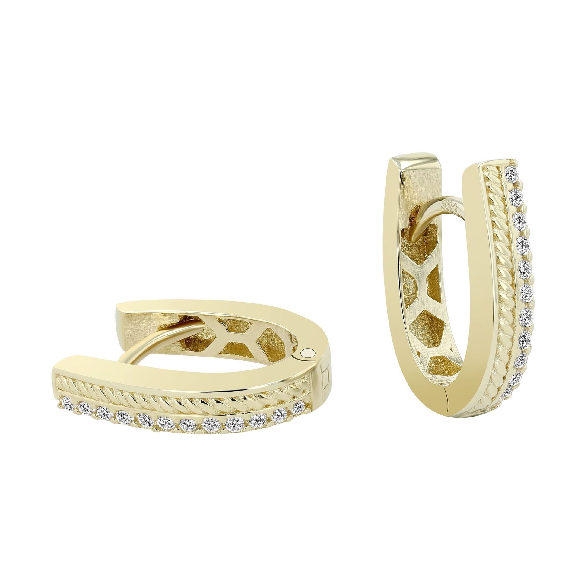 Damen Ohrringe – Klappcreole aus 333 Gold mit Zirkonia