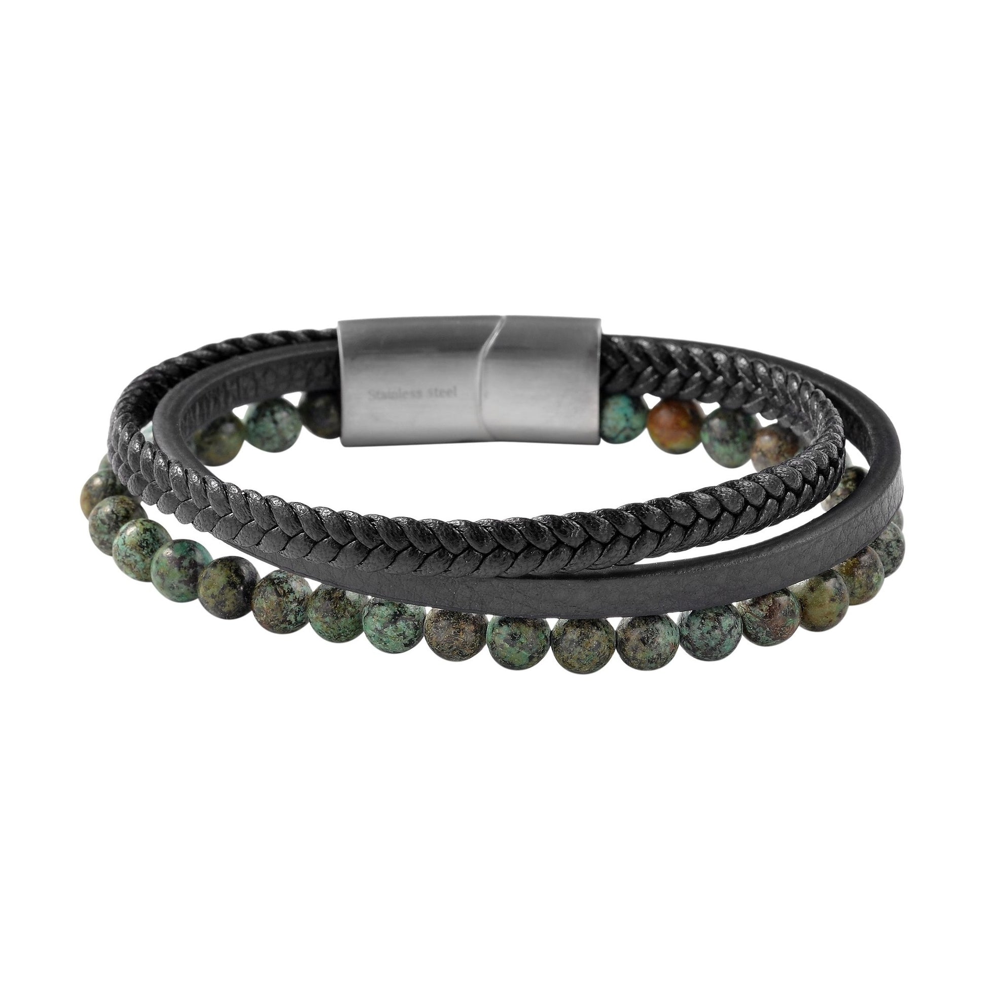 Unisex Armband – Textilarmband aus Leder mit Tigerauge 21 cm
